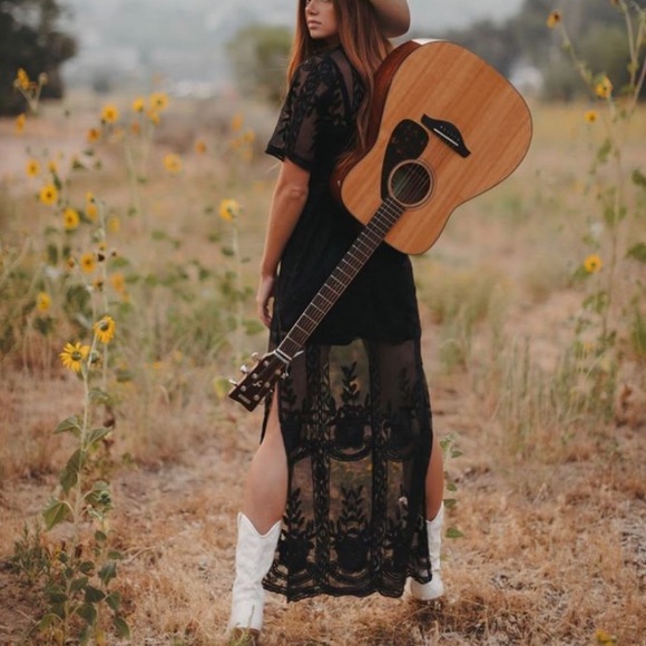 Black Lace Maxi Gown - Picture 1 of 7